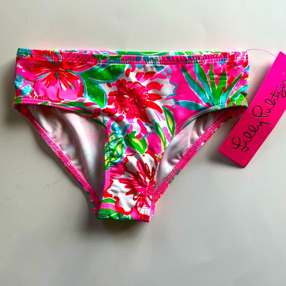 Lilly Pulitzer Girls 4 Journey to the Jungle Floral Bikini Bottom UPF‎ 50 Pink - Picture 1 of 5
